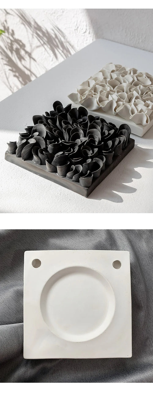 Handmade Pleated Petal Ceramic Wall Ornament – Square Home Decor – Anciennevi