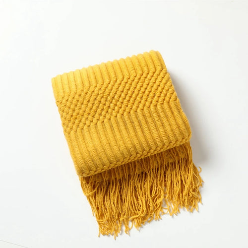 Textured Boho Throw Blanket | Chunky Knit Bedspread | Anciennevi