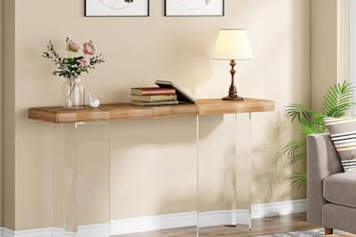 47" Sofa Table with Acrylic Legs | Narrow Console Table | Anciennevi