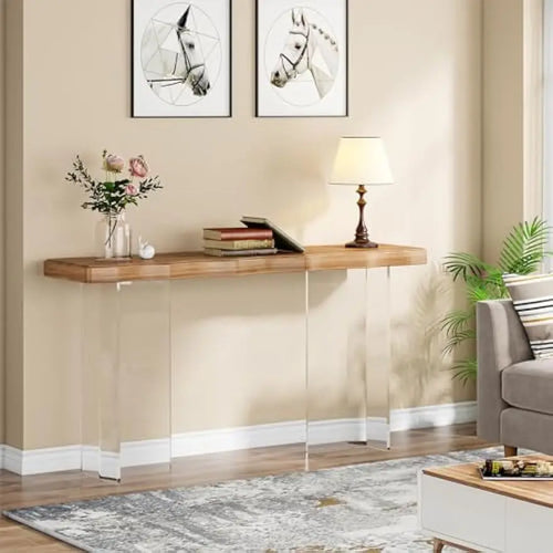 47" Sofa Table with Acrylic Legs | Narrow Console Table | Anciennevi