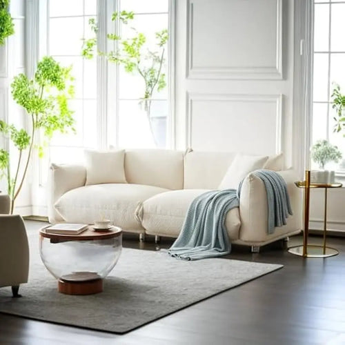 Oversized Cloud Couch Loveseat | Fabric & Metal Legs | Anciennevi