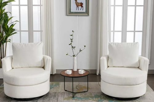 2 Units Swivel Barrel Chair | Modern Chenille 360° Accent Chair | Anciennevi