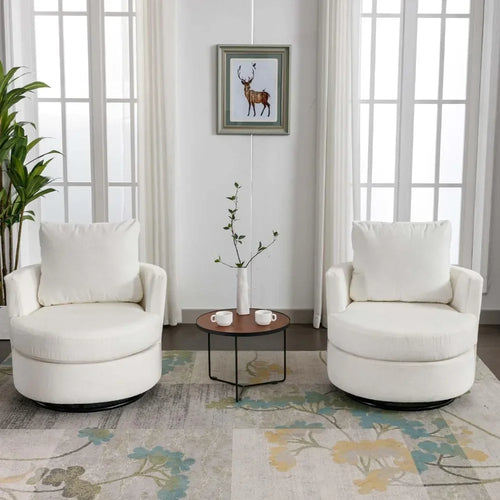 2 Units Swivel Barrel Chair | Modern Chenille 360° Accent Chair | Anciennevi
