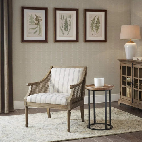 Beige Accent Chair with Solid Wood Frame | Living Room Seating | Anciennevi