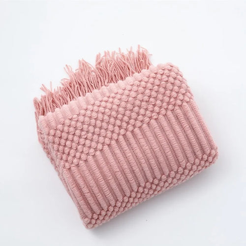 Textured Boho Throw Blanket | Chunky Knit Bedspread | Anciennevi