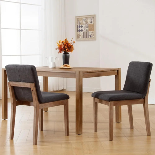 Farmhouse Mid Century Linen Dining Chairs Set of 4 | Anciennevi