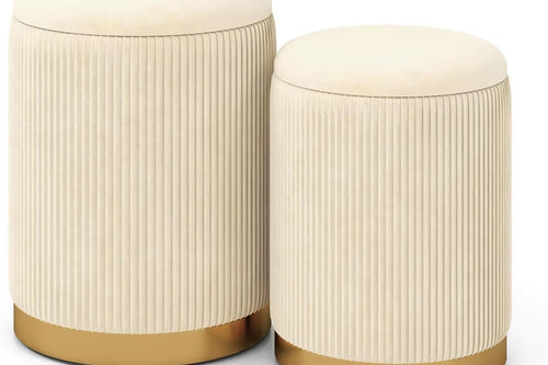Comfort Corner Velvet Storage Ottoman Set of 2 | Anciennevi