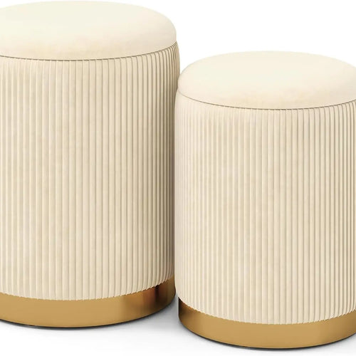 Comfort Corner Velvet Storage Ottoman Set of 2 | Anciennevi