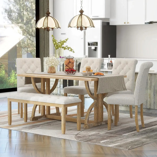 Order 6 Pieces Dining Table Set with Bench Online | Anciennevi