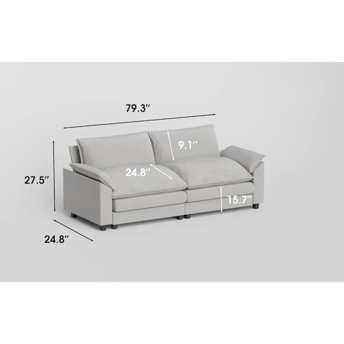 79” Modular Oversized Sectional Sofa | Deep Seat Loveseat | Anciennevi