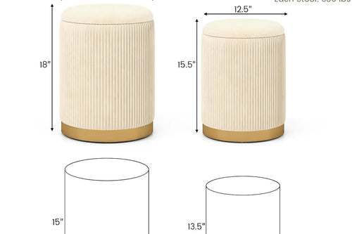 Comfort Corner Velvet Storage Ottoman Set of 2 | Anciennevi
