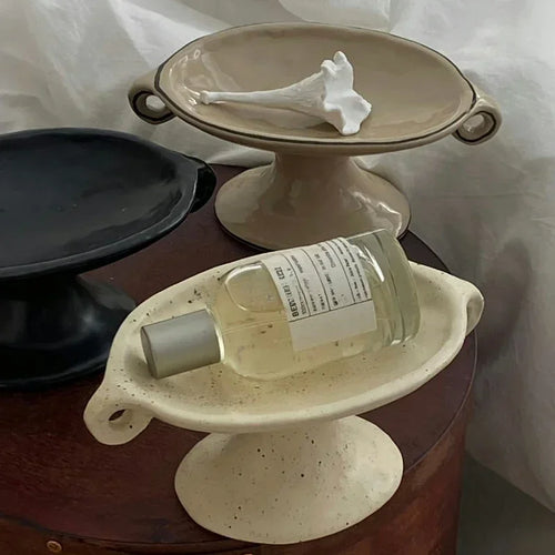 Ceramic High Foot Tray – Retro Ear Storage Plate – Anciennevi