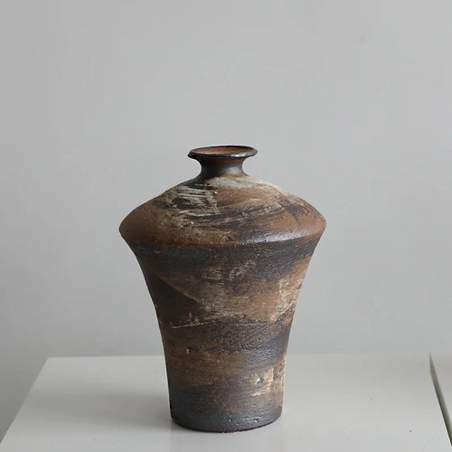 Wabi-Sabi Ceramic Vase | Handmade Rough Pottery Decor | Anciennevi