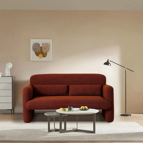 Cuddle Lamb Fabric Loveseat | Cozy Minimalist Sofa | Anciennevi