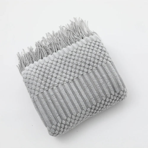 Textured Boho Throw Blanket | Chunky Knit Bedspread | Anciennevi