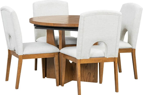 5-Piece Extendable Dining Table Set with Removable Leaf | Anciennevi