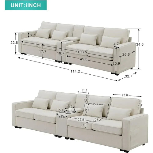 3 Seater Oversized Cloud Couch Loveseat Sofa | Anciennevi