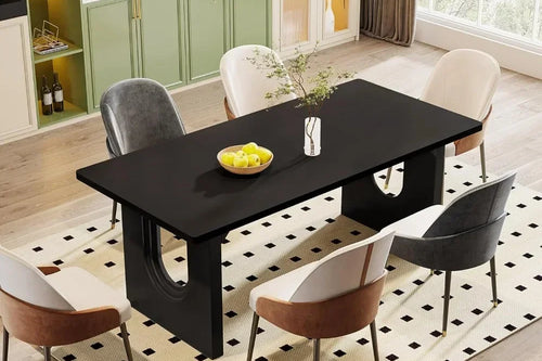 71-inch Large Rectangular Dining Table | Black Wooden Base | Anciennevi