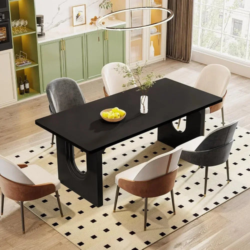 71-inch Large Rectangular Dining Table | Black Wooden Base | Anciennevi