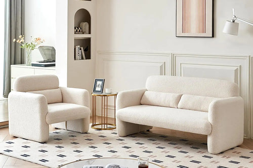 Cuddle Lamb Fabric Loveseat | Cozy Minimalist Sofa | Anciennevi