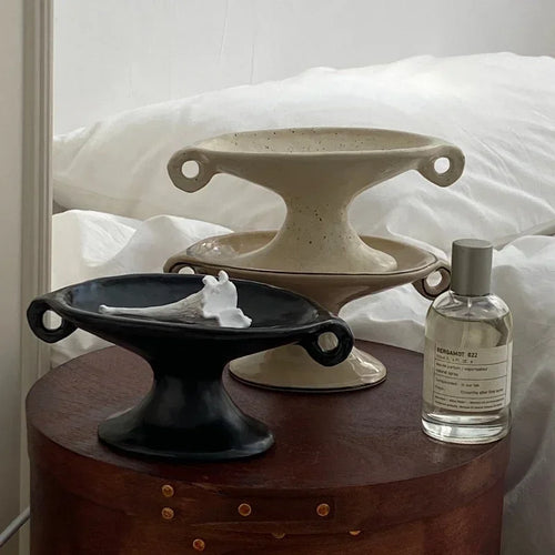 Ceramic High Foot Tray – Retro Ear Storage Plate – Anciennevi