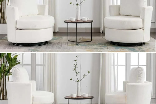 2 Units Swivel Barrel Chair | Chenille 360° Club Chair | Anciennevi