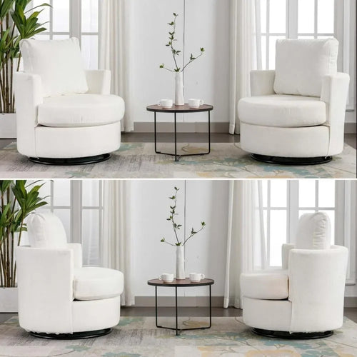 2 Units Swivel Barrel Chair | Modern Chenille 360° Accent Chair | Anciennevi