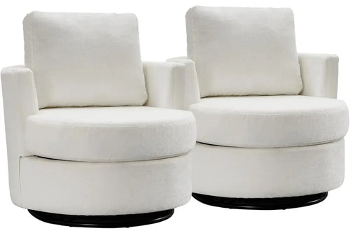 2 Units Swivel Barrel Chair | Chenille 360° Club Chair | Anciennevi