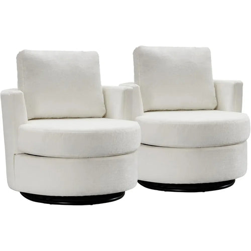 2 Units Swivel Barrel Chair | Modern Chenille 360° Accent Chair | Anciennevi
