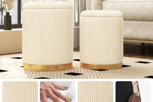 Comfort Corner Velvet Storage Ottoman Set of 2 | Anciennevi