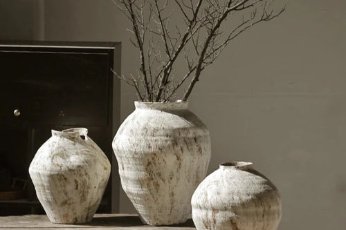 Koi Rough Pottery Jar Handmade | Unique Pottery Decor | Anciennevi