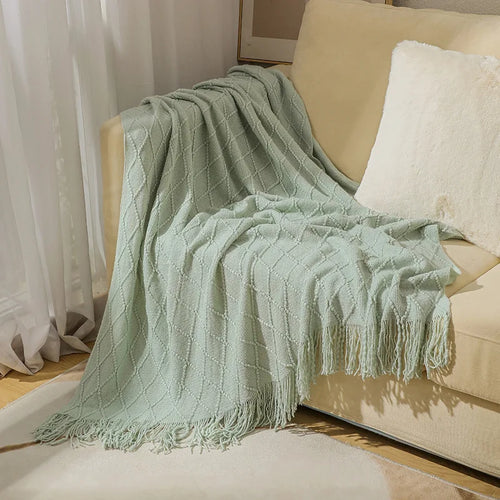 Textured Boho Throw Blanket | Chunky Knit Bedspread | Anciennevi