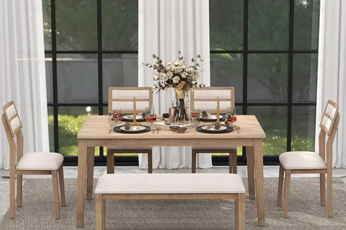 Order 6 Pieces Dining Table Set with Bench Online | Anciennevi