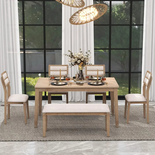 Order 6 Pieces Dining Table Set with Bench Online | Anciennevi