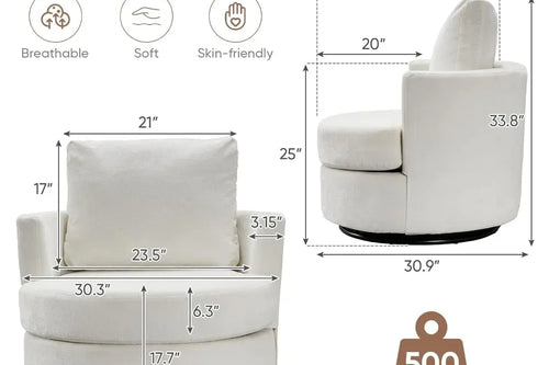 2 Units Swivel Barrel Chair | Modern Chenille 360° Accent Chair | Anciennevi