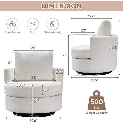 2 Units Swivel Barrel Chair | Modern Chenille 360° Accent Chair | Anciennevi