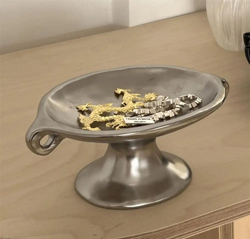 Silver Plated Ceramic Jewelry Tray | Luxury Storage | Anciennevi