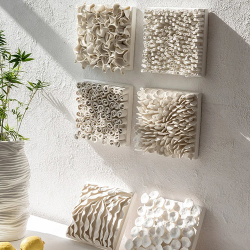 Handmade Pleated Petal Ceramic Wall Ornament – Square Home Decor – Anciennevi