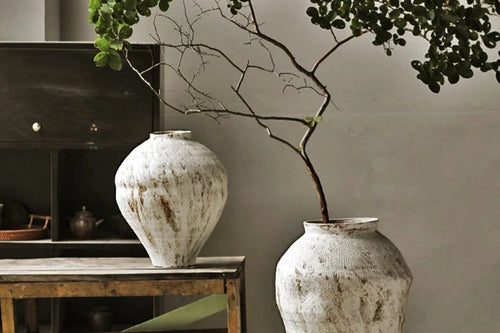 Koi Rough Pottery Jar Handmade | Unique Pottery Decor | Anciennevi