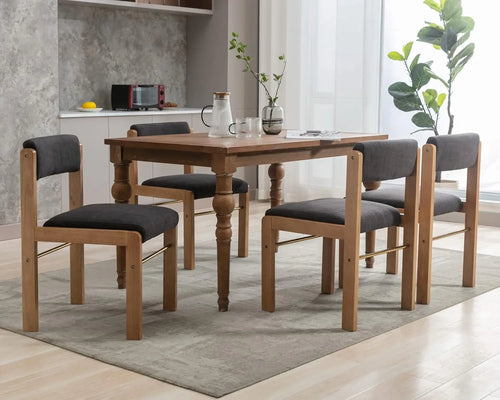 Set of 4 Upholstered Dining Chairs with Adjustable Back | Anciennevi