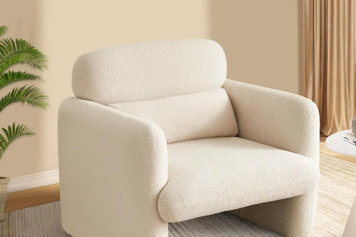 Modern Accent Sofa Chair with Arms | Lamb Fabric Armchair | Anciennevi