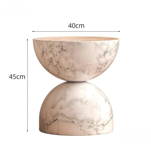 Nordic Hourglass Coffee Table – Cream Magnesium Oxide Side Table for Living Room – Anciennevi
