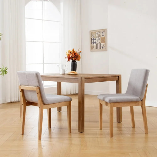 Farmhouse Mid Century Linen Dining Chairs Set of 4 | Anciennevi