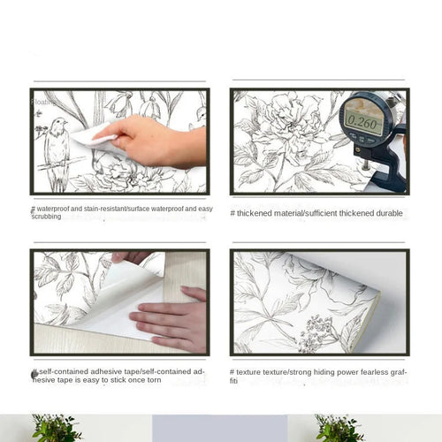 Black & White Sketch Self-Adhesive Waterproof Wallpaper for Cabinets & Walls – Anciennevi