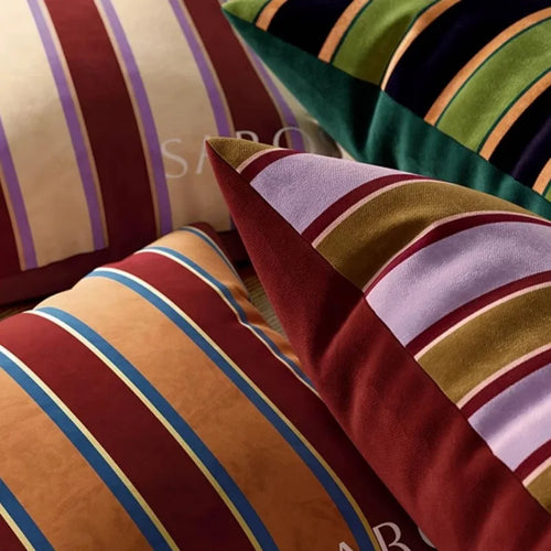 Retro Stripe Column Pillow – Luxury Velvet Decorative Cushion – Anciennevi
