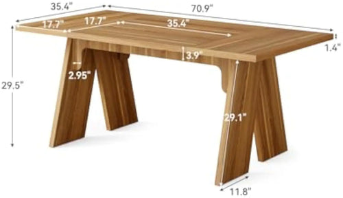 Modern Dining Table for 6 | Brown Wooden Rectangular Table | Anciennevi