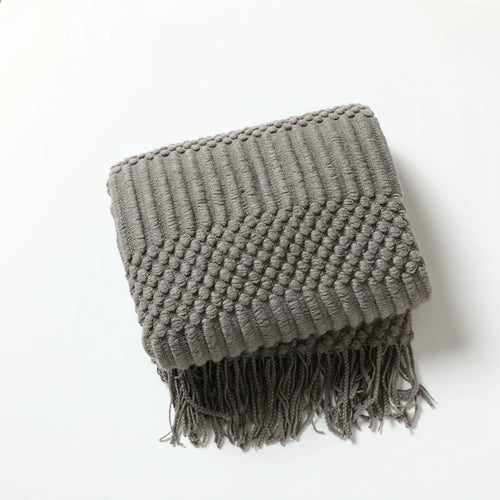 Textured Boho Throw Blanket | Chunky Knit Bedspread | Anciennevi