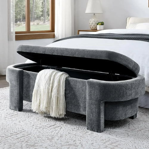 Allegra Oval Storage Ottoman with Hidden Compartment | Anciennevi