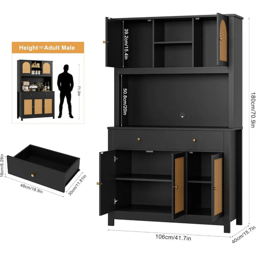 71" Rattan Sideboard Cabinet | Kitchen Storage | Anciennevi