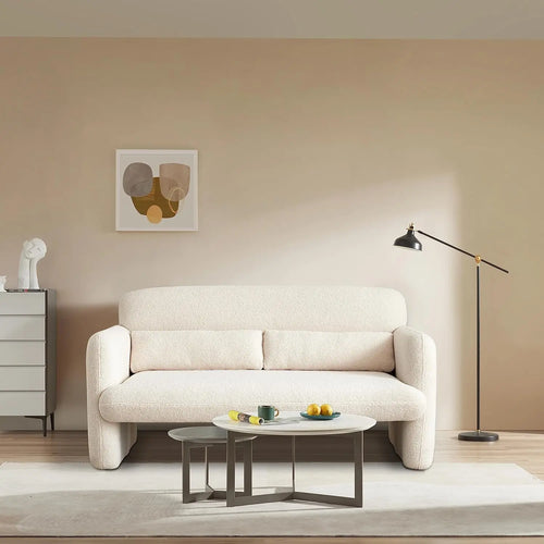 Cuddle Lamb Fabric Loveseat | Cozy Minimalist Sofa | Anciennevi